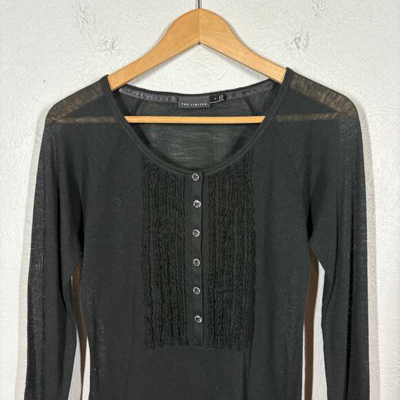 The Limited Y2K Semi Sheer Top Tunic Long Sleeve Casual Punk Black - M - Picture 2 of 4